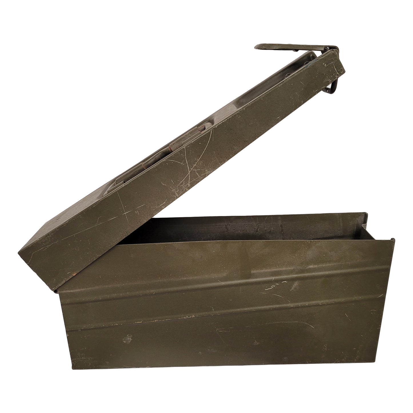 Original German Army Ammo Box Metal Tool Storage Olive Green Used