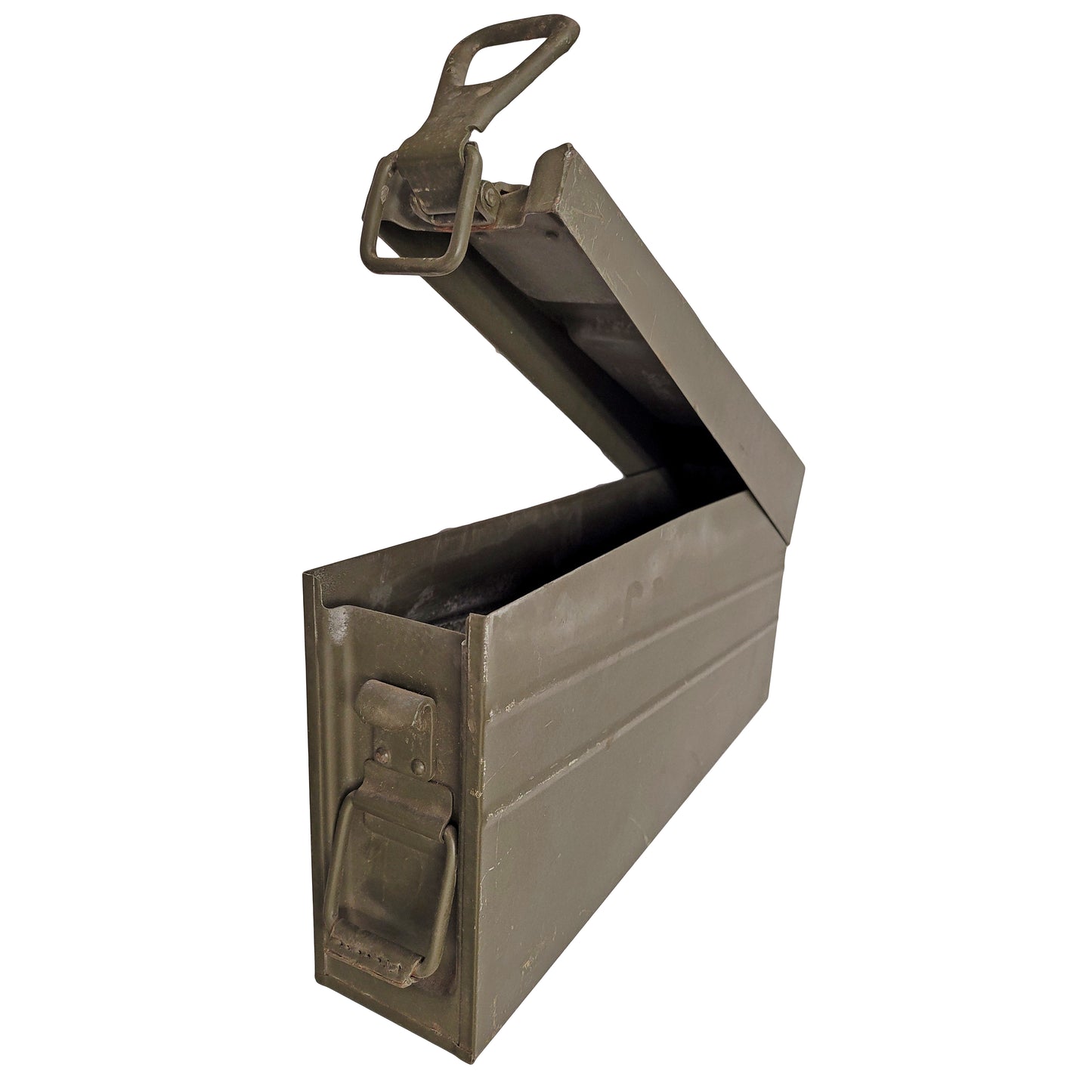 Original German Army Ammo Box Metal Tool Storage Olive Green Used