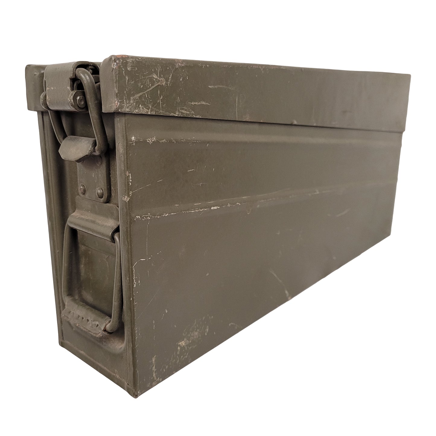 Original German Army Ammo Box Metal Tool Storage Olive Green Used