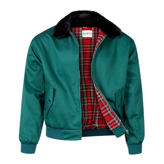 Harrington Bomber Jacket Fur Collar Green