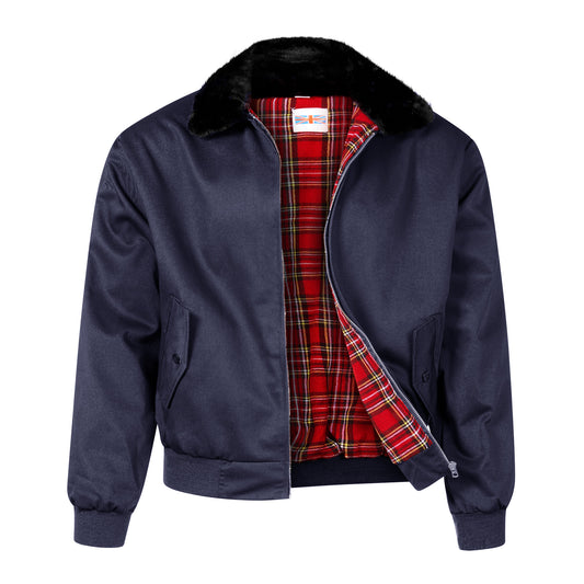 Harrington Bomber Jacket Fur Collar Navy