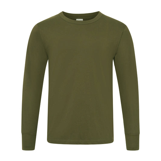Army T-Shirt Military Style Combat Cotton Long Sleeve Top Olive