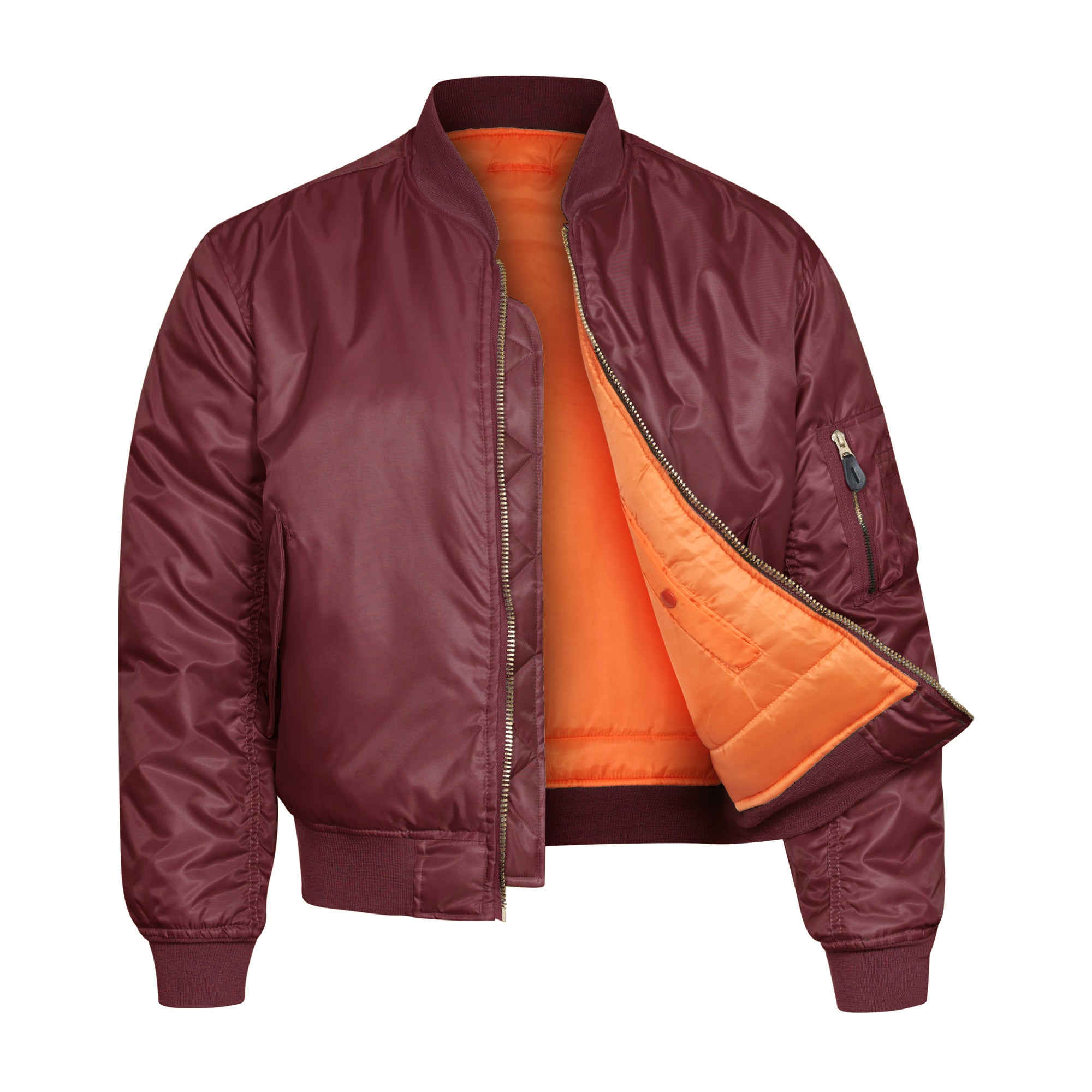 Bomber Jacket Padded MA1 Flight Coat Maroon