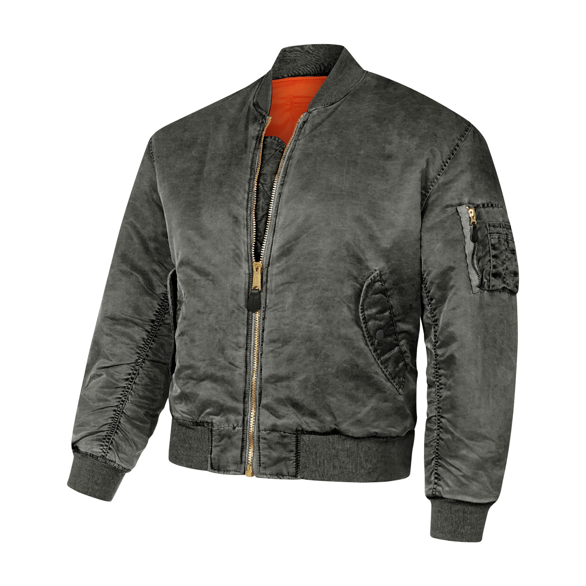 VINTIKA Men's & Women's Padded Bomber Jacket – Vintage Stonewashed MA-1 Flight Style