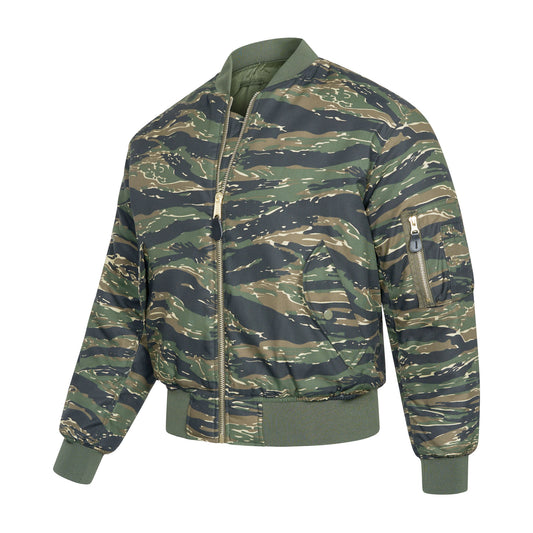 Bomber Jacket Padded MA1 Flight Coat Tiger Camo