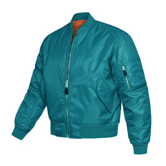 Bomber Jacket Padded MA1 Flight Coat Teal