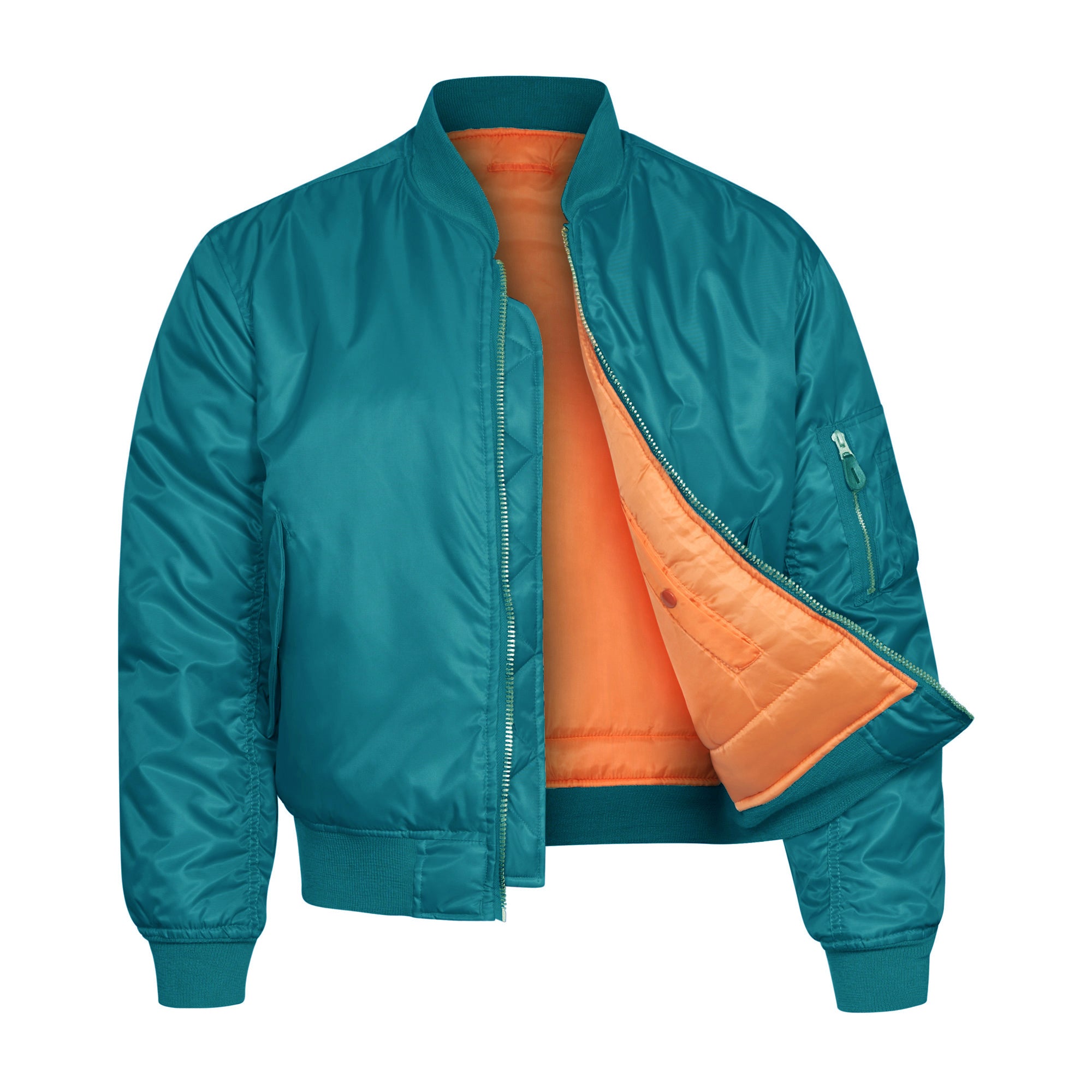 Bomber Jacket Padded MA1 Flight Coat Teal