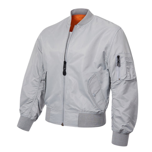 Bomber Jacket MA1 Unpadded Lightweight Flight Coat Silver