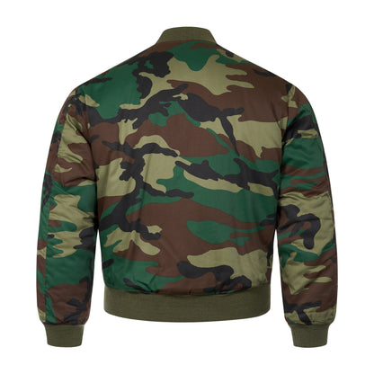 Bomber Jacket Padded MA1 Flight Coat Woodland Camo