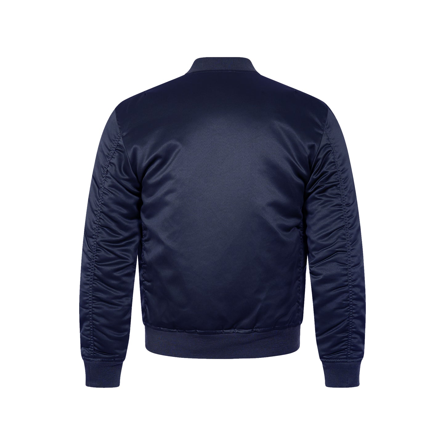 Bomber Jacket MA1 Padded Flight Coat Slim Satin Navy