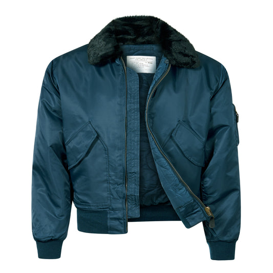 Bomber Jacket Flight Padded Coat with Fur Collar MA2 CWU Navy