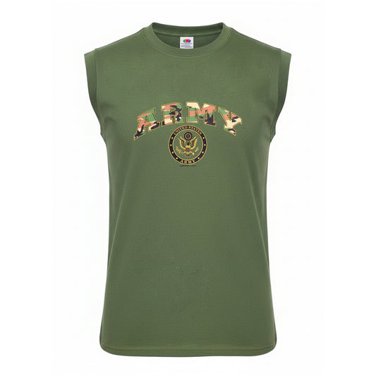 Army Vest ARMY Printed Cotton Combat Sleevesless Top Olive