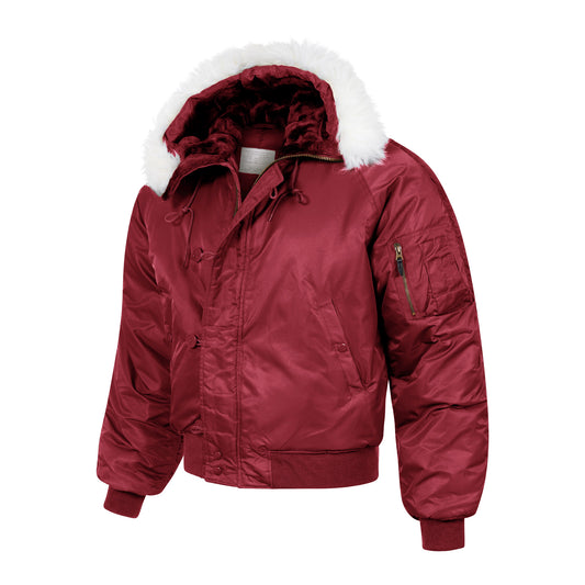 N-2B Parka Flight Short Hooded Bomber Jacket Maroon