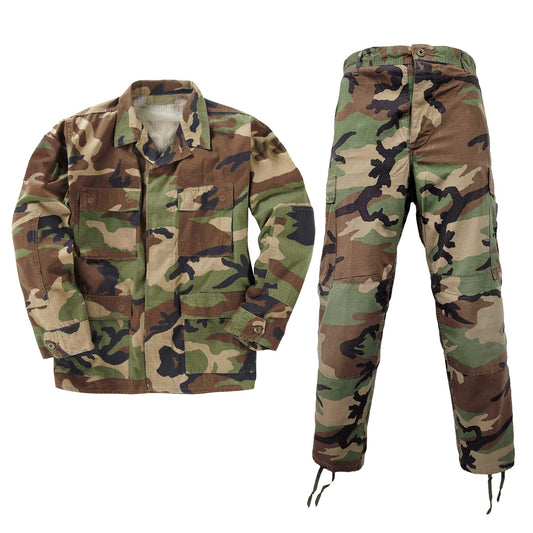 Original US Army BDU Shirt Military Light Combat Jacket Trouser Woodland Camo