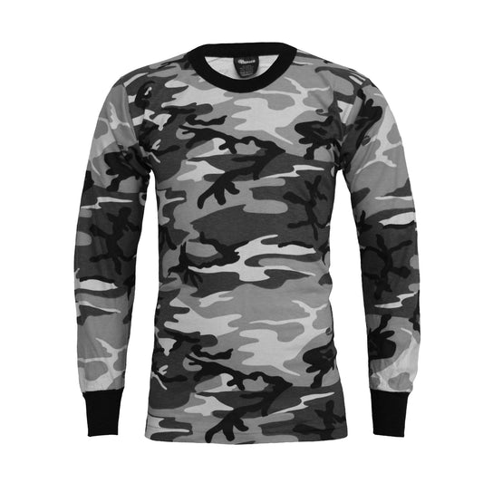 Army T-Shirt Military Style Combat Cotton Long Sleeve Top Urban Camo