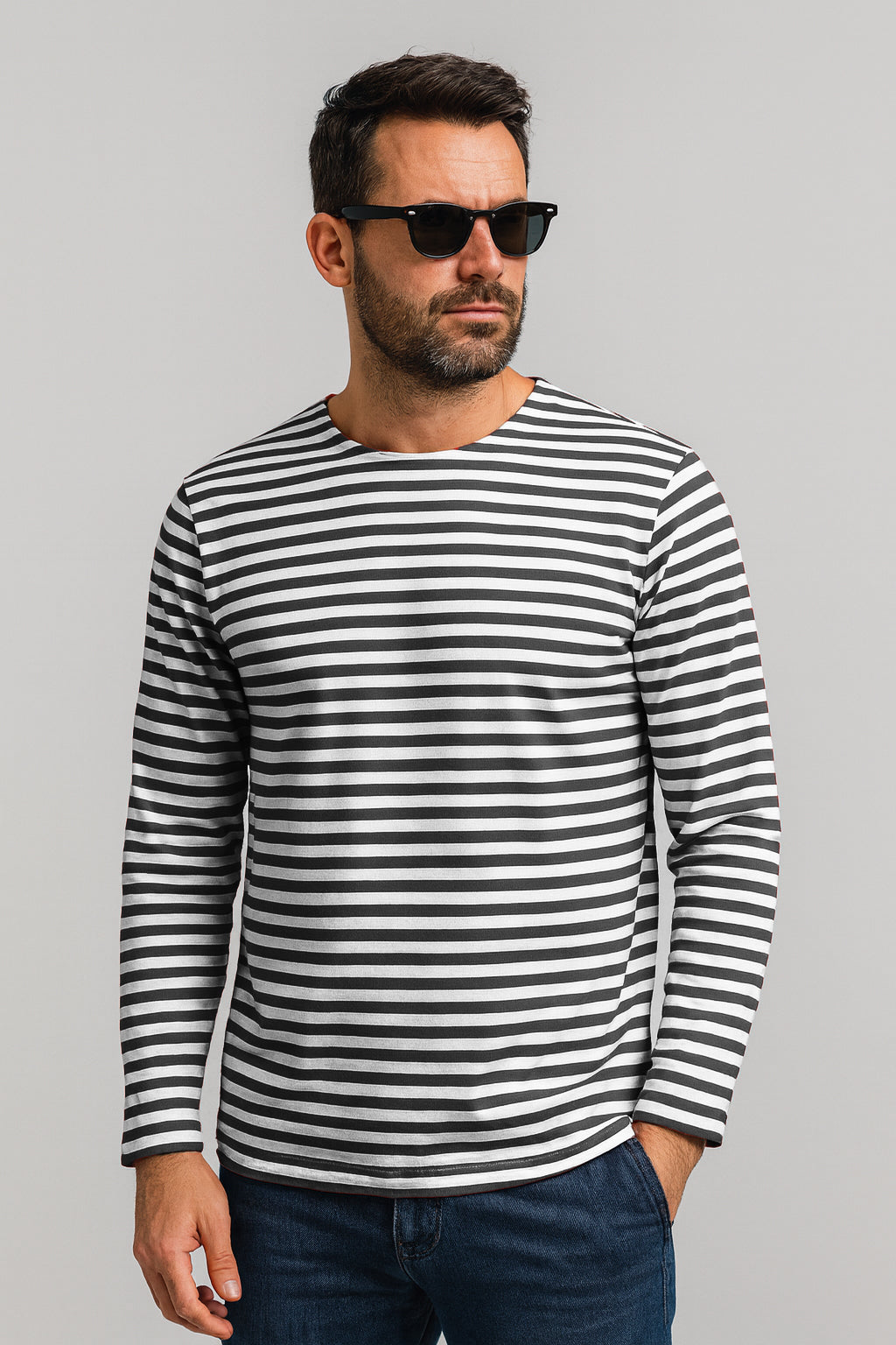 Russian Army Striped T-Shirt Long Sleeve Military Style Combat Top Black