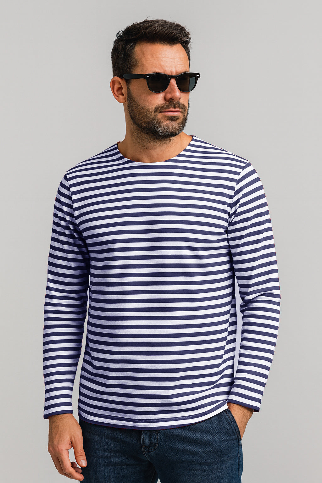 Russian Army Striped T-Shirt Long Sleeve Military Style Combat Top Navy