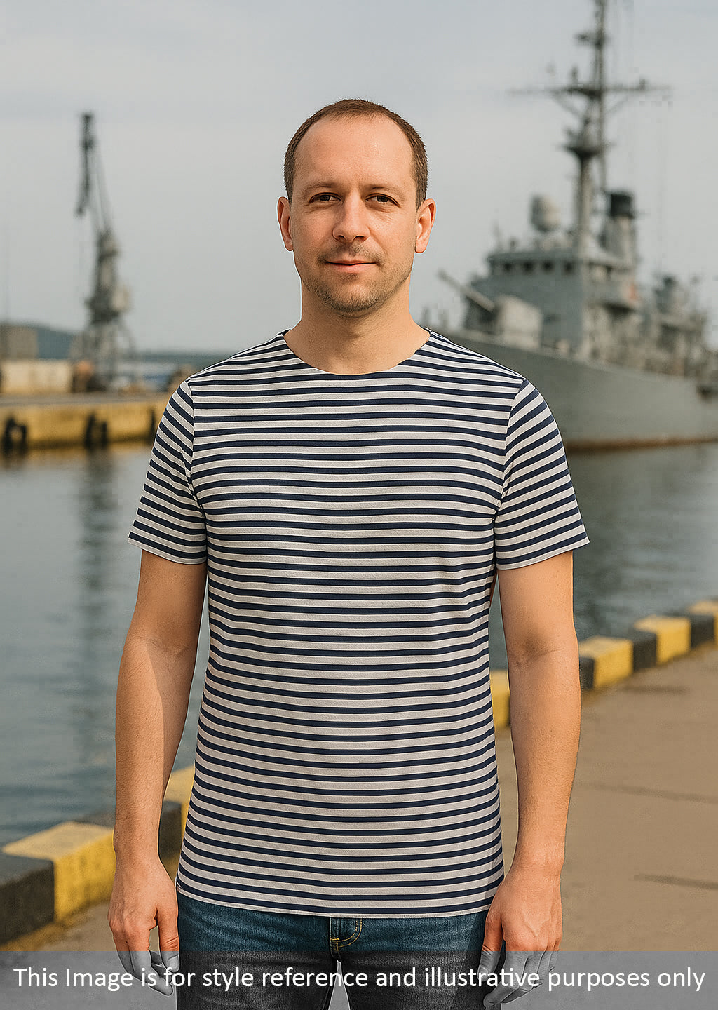 Russian Army Striped T-Shirt Short Sleeve Military Style Combat Top Navy