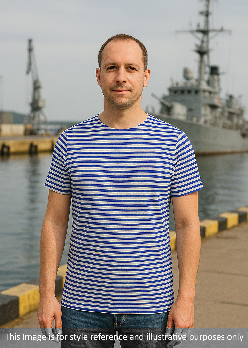 Russian Army Striped T-Shirt Short Sleeve Military Style Combat Top Royal Blue