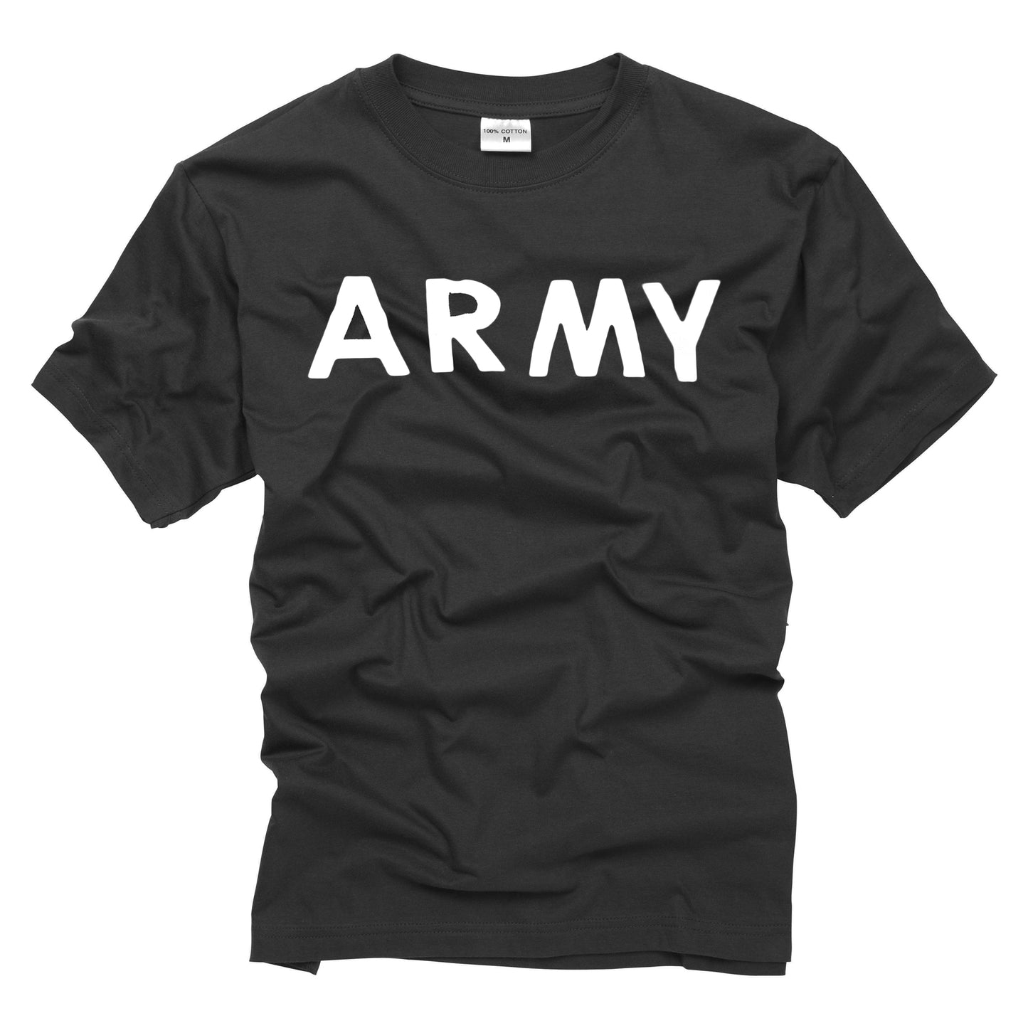 ARMY Printed T-Shirt Cotton Short Sleeve Top Black