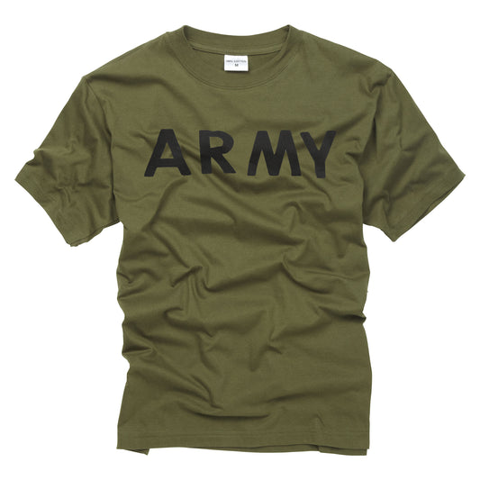 ARMY Printed T-Shirt Cotton Short Sleeve Top Olive