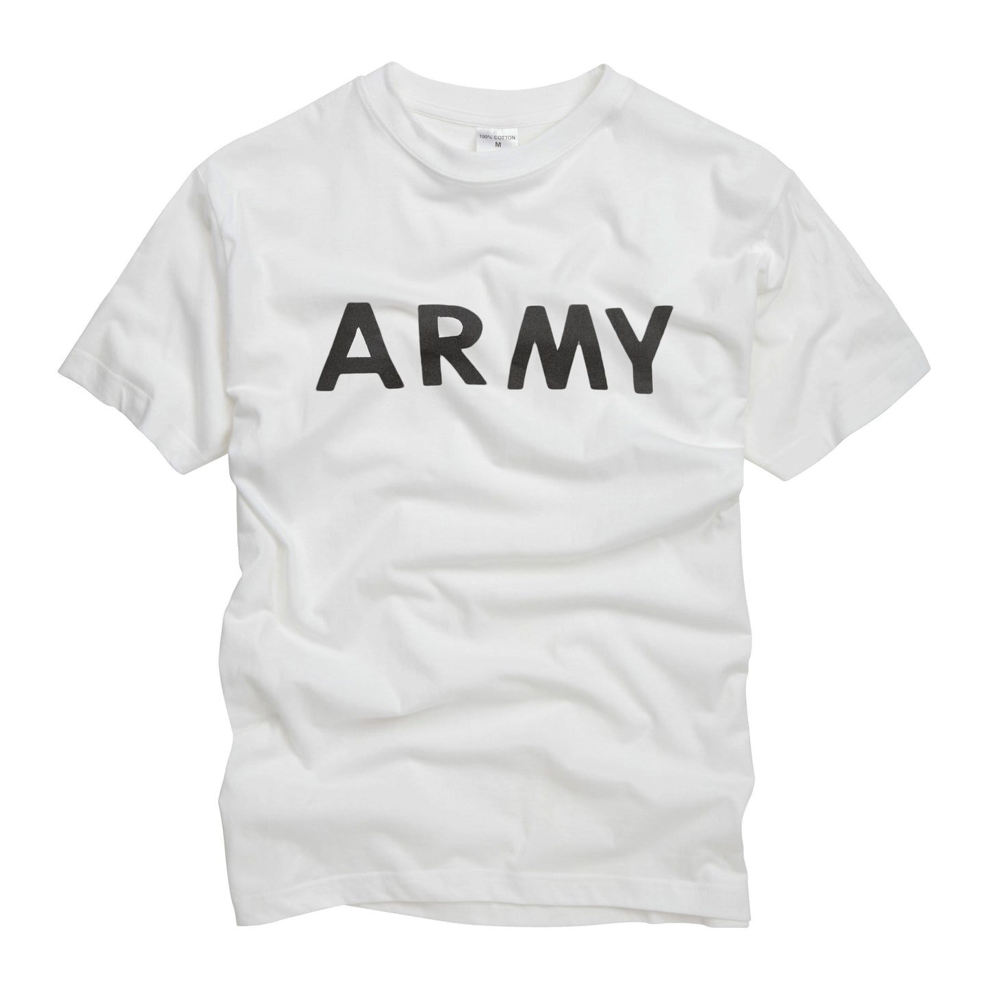 ARMY Printed T-Shirt Cotton Short Sleeve Top White