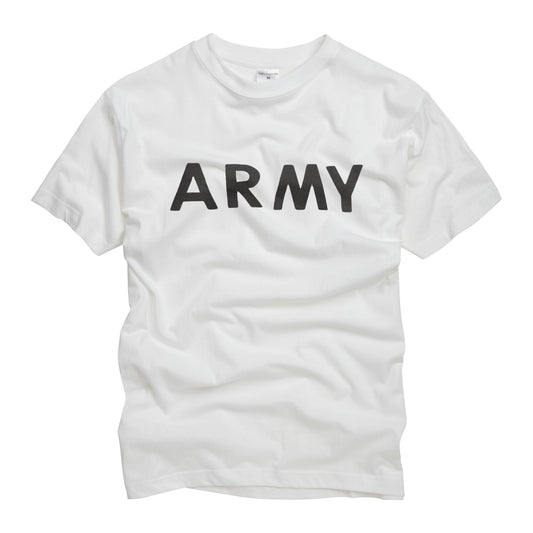 ARMY Printed T-Shirt Cotton Short Sleeve Top White