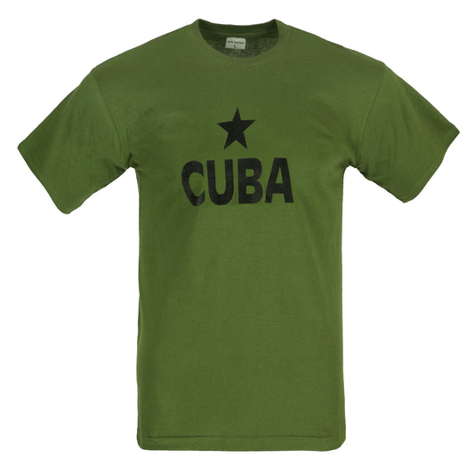 Combat T-Shirt CUBA Printed Cotton Short Sleeve Top Olive