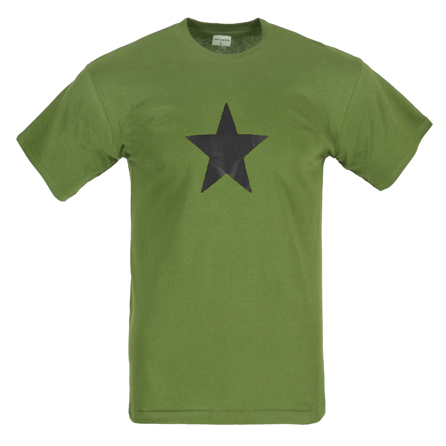 Combat T-Shirt Star Printed Cotton Short Sleeve Top Olive / Black Star