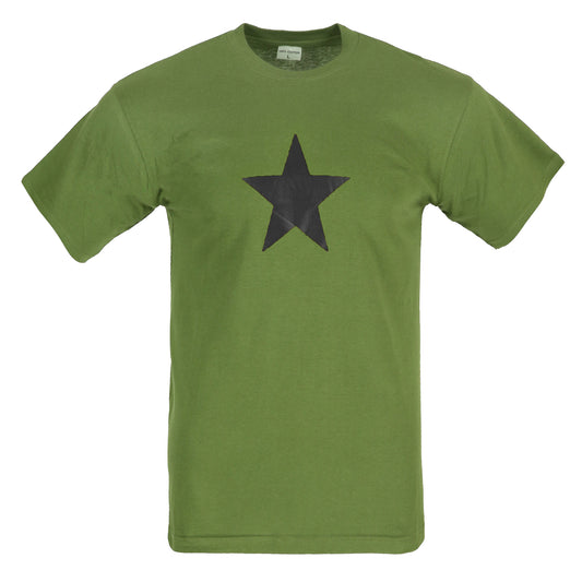 Combat T-Shirt Star Printed Cotton Short Sleeve Top Olive / Black Star