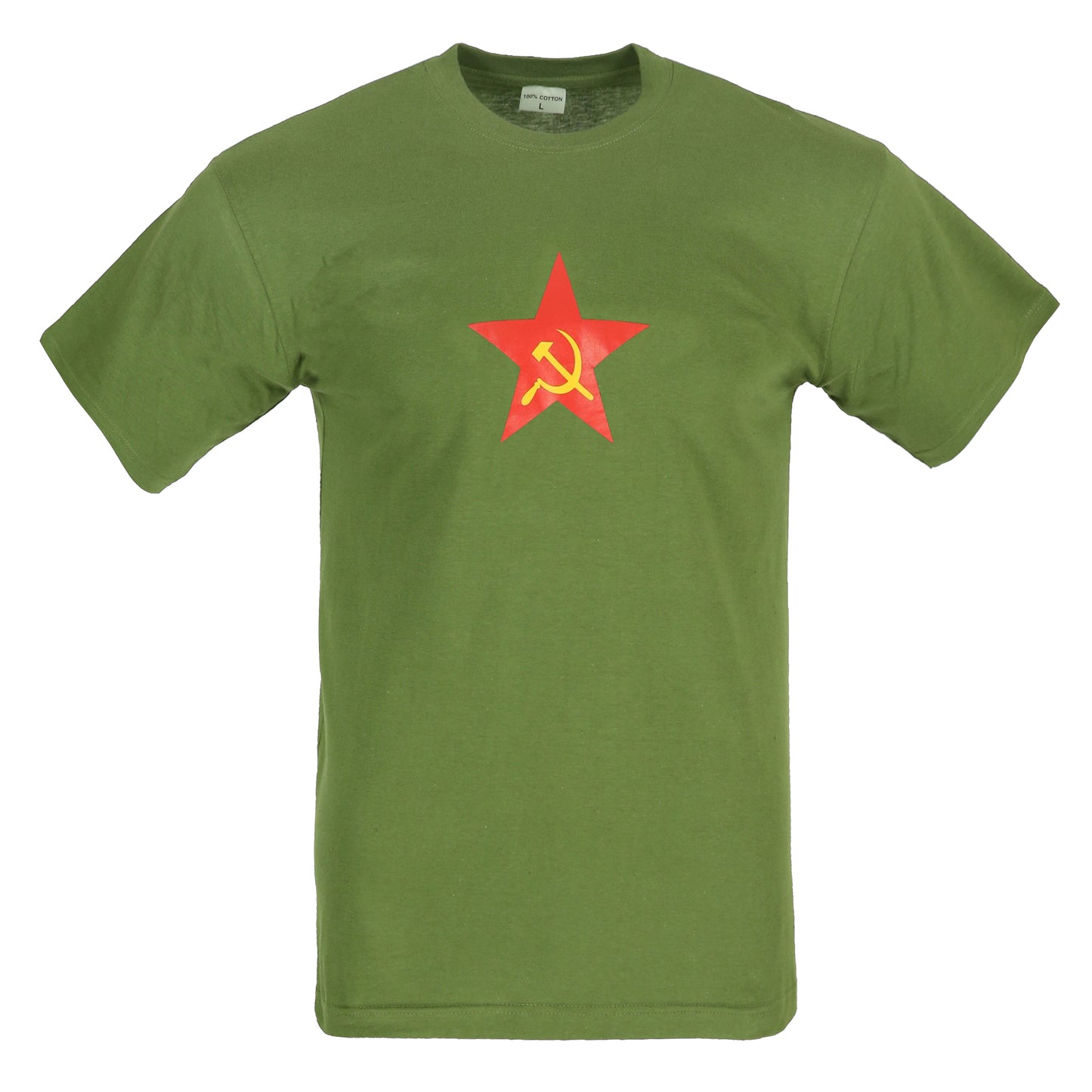 Combat T-Shirt Star Printed Cotton Short Sleeve Top Olive