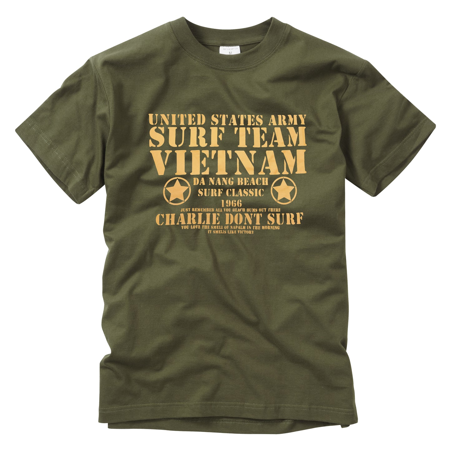 Army T-Shirt Printed SURF TEAM Combat Cotton Short Sleeve Top Olive