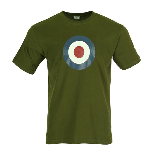 Army T-Shirt Printed Target Combat Cotton Short Sleeve Top Olive