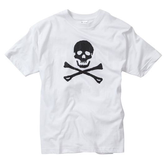 Combat T-Shirt Skull Crossbones Printed Cotton Short Sleeve Top White