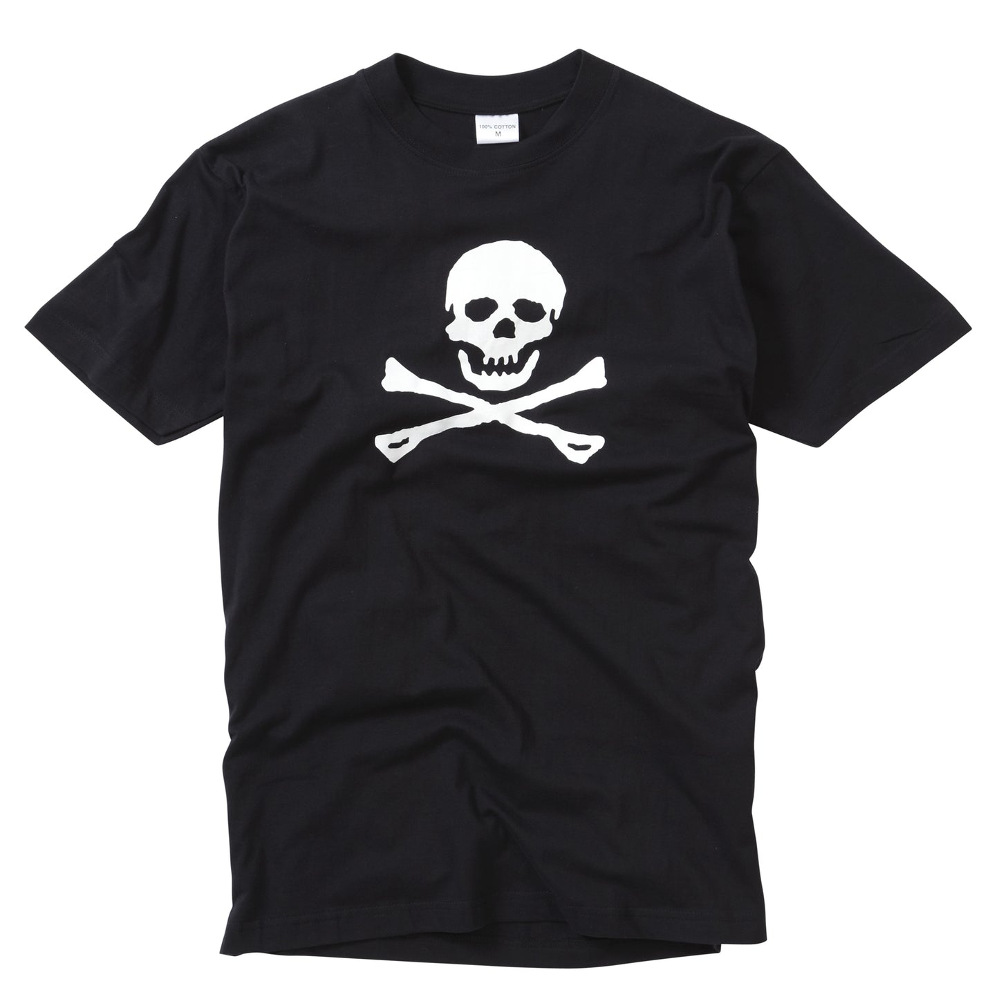 Combat T-Shirt Skull Crossbones Printed Cotton Short Sleeve Top Black