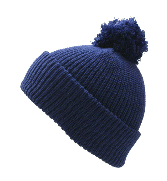 Pom Pom Beanie Hat Winter Watch Cap Navy