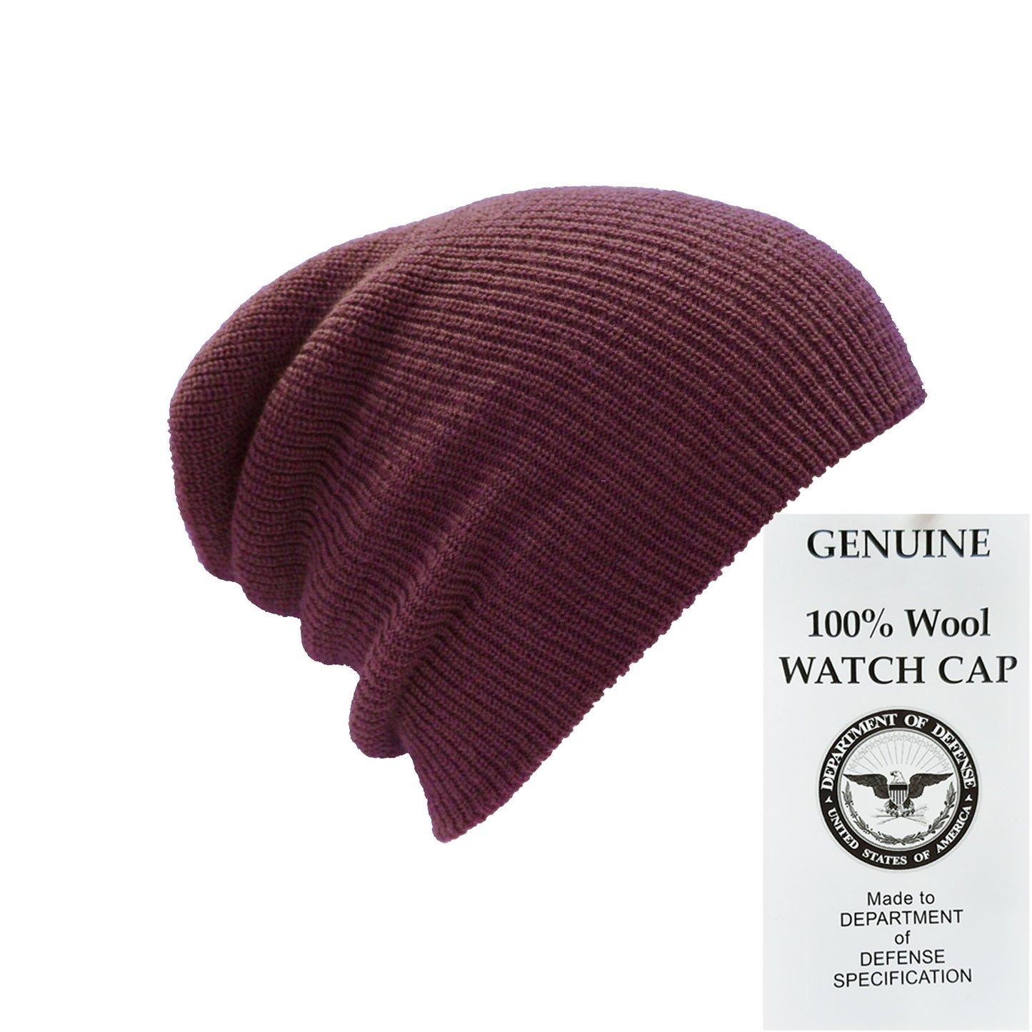 Wool Hat Army Watch Cap Military Style Beanie Burgundy