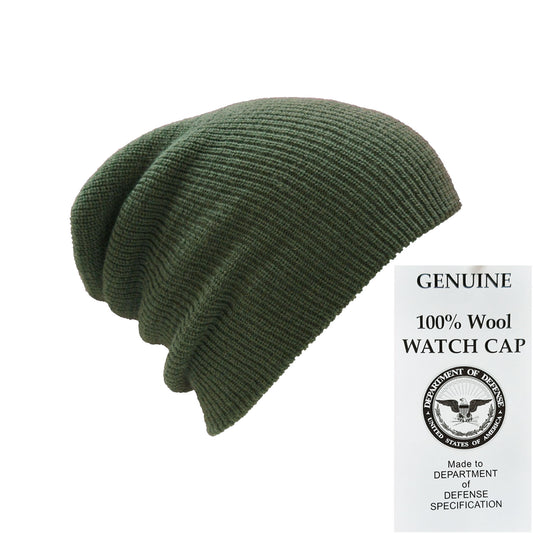 Wool Hat Army Watch Cap Military Style Beanie Olive