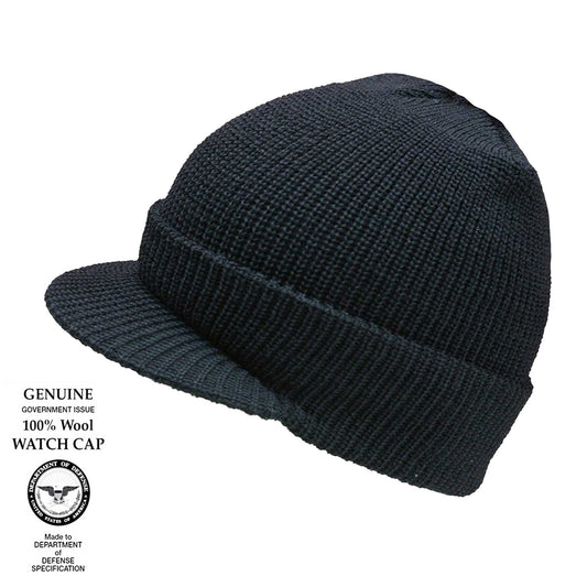 Wool Hat Army Peaked Watch Cap Military Style Beanie Black