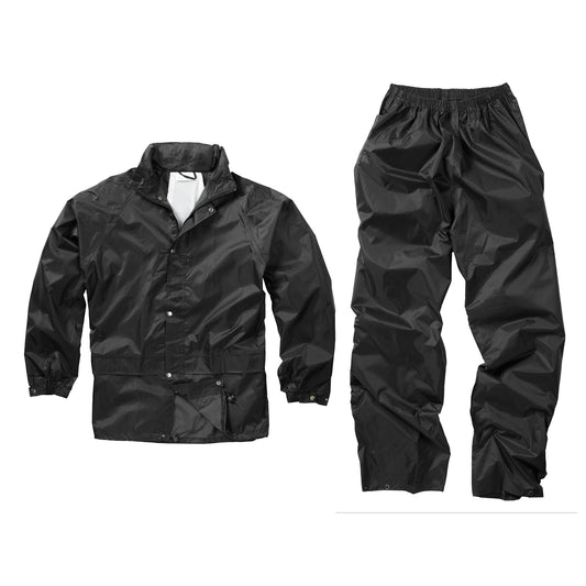 Waterproof Jacket Trouser Set Raincoat Hiking Camping Outerwear Black