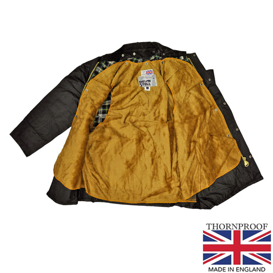 Wax Jacket Classic English Biker Coat with Lining Brown