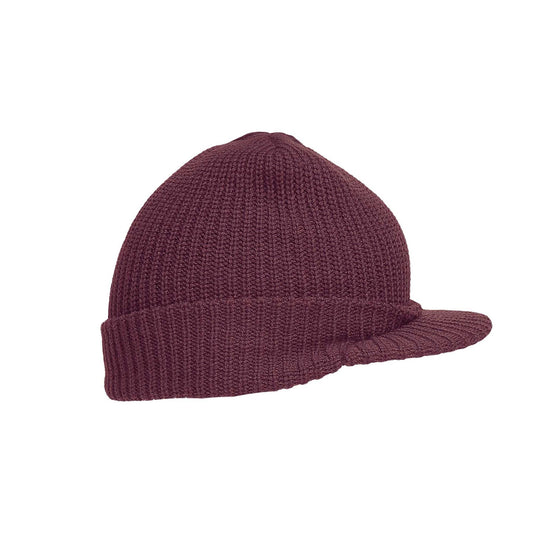 Army Hat Military Style Combat Beanie Jeep Peaked Watch Cap Maroon / Burgundy