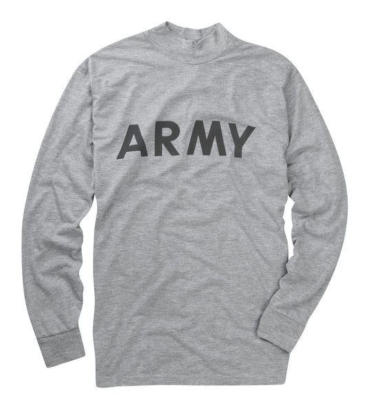 ARMY Printed T-Shirt Cotton Long Sleeve Top Grey