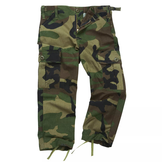 Kids Trousers Army Combat Ripstop Woodland Camo