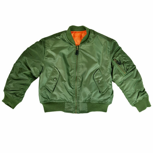 Kids Flight Jacket MA1 Air Force Padded Bomber Olive