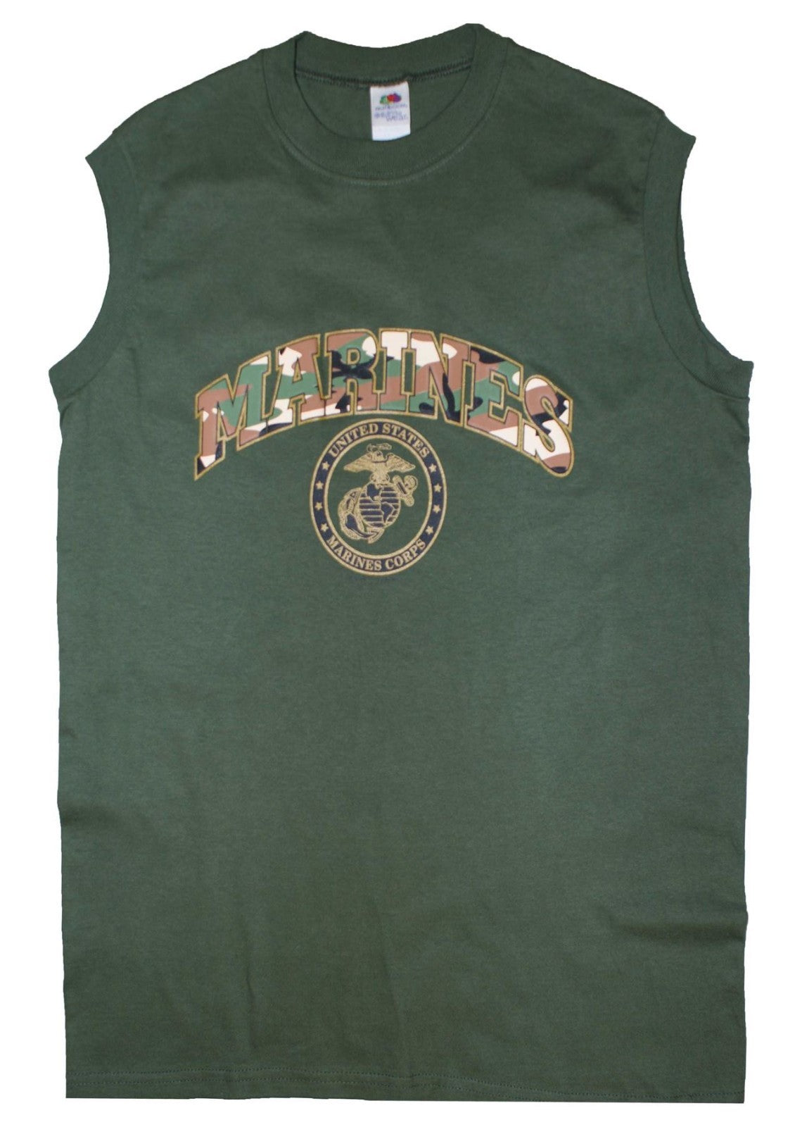 Army Vest US MARINES Printed Cotton Combat Sleeveless Top Olive