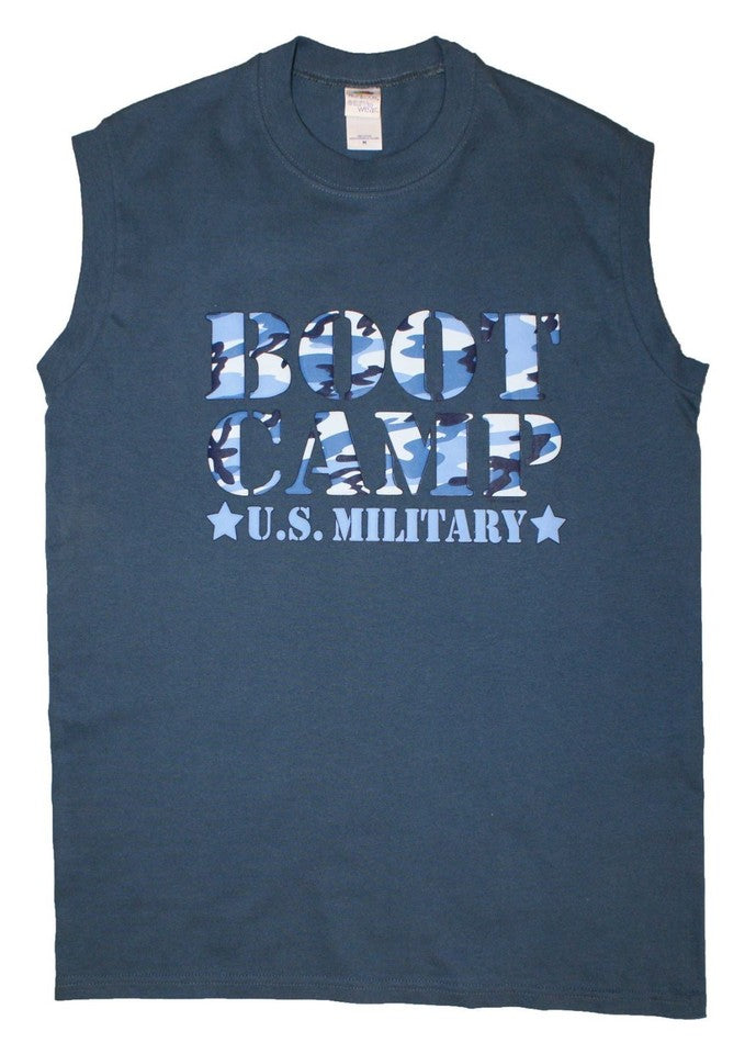 Army Vest US BOOT CAMP Printed Cotton Combat Sleeveless Top Navy